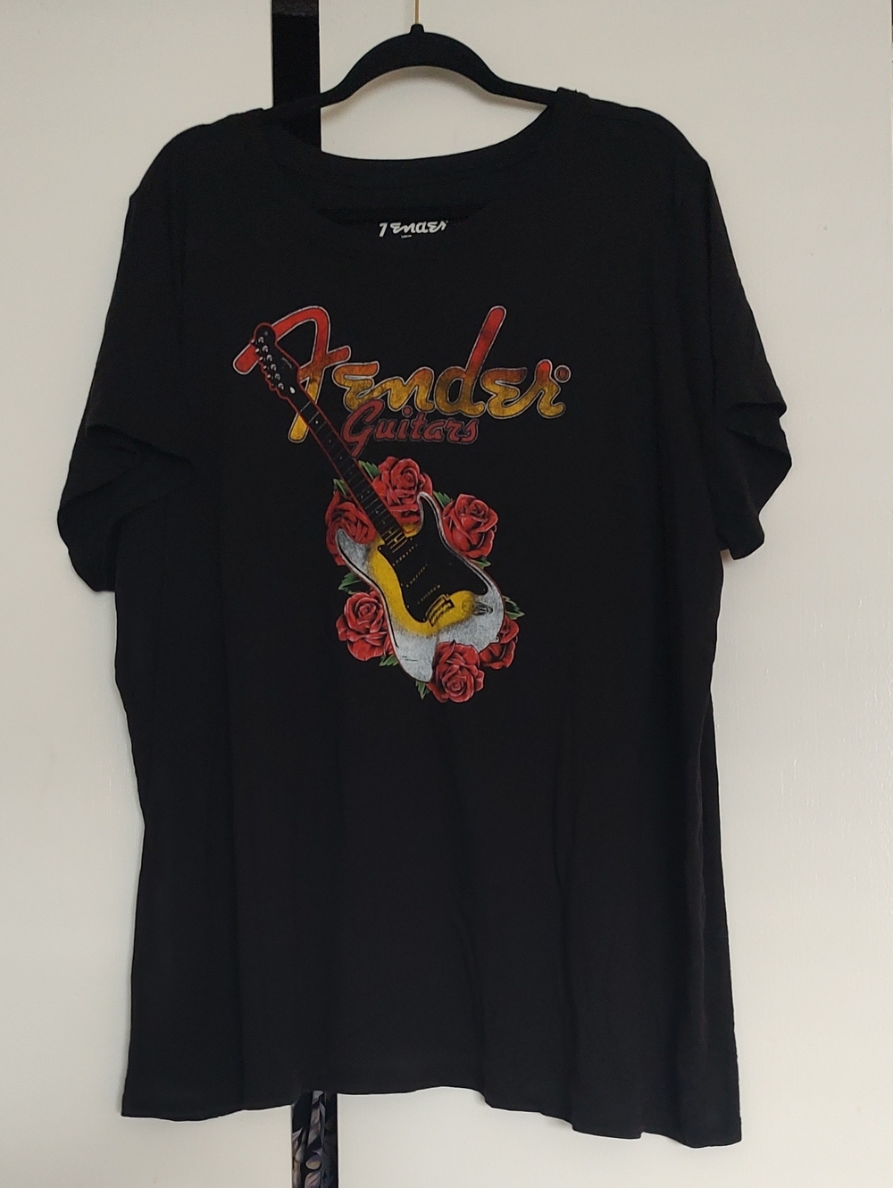 FIRST OFFER! Torrid Fender Black Tee with Yellow Guitar and Red Rose Graphic